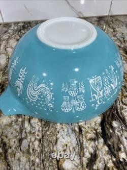Vintage Pyrex Cinderella 2 Bowls 443 444 Turquoise White Amish Butterprint