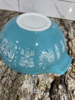 Vintage Pyrex Cinderella 2 Bowls 443 444 Turquoise White Amish Butterprint