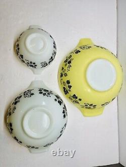 Vintage Pyrex Cinderella Bowls Gooseberry Yellow White 444/443/441 Set of 3