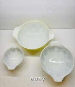 Vintage Pyrex Cinderella Bowls Gooseberry Yellow White 444/443/441 Set of 3