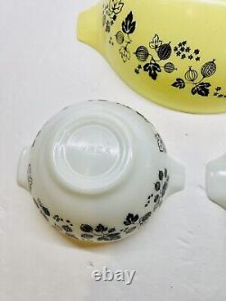 Vintage Pyrex Cinderella Bowls Gooseberry Yellow White 444/443/441 Set of 3