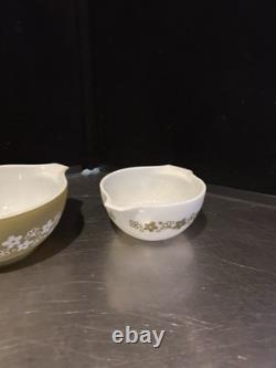 Vintage Pyrex Cinderella Nesting Mixing Bowl Green White Daisy Retro Set Of 4