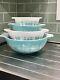 Vintage Pyrex Complete Set 4 Amish Butterprint Cinderella Mixing Bowls 441-444