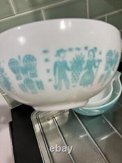 Vintage Pyrex Complete Set 4 Amish Butterprint Cinderella Mixing Bowls 441-444