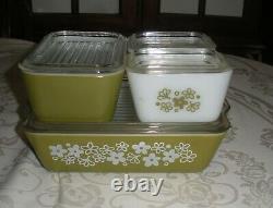 Vintage Pyrex Crazy Daisy Spring Blossom Refrigerator Dish 8 Pc Complete Set