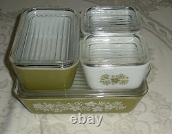 Vintage Pyrex Crazy Daisy Spring Blossom Refrigerator Dish 8 Pc Complete Set