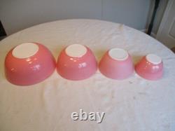 Vintage Pyrex Flamingo Pink Four Bowl Set