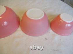 Vintage Pyrex Flamingo Pink Four Bowl Set