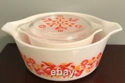 Vintage Pyrex Friendship -#475 larger bowl #473 smaller +RARE CLEAR lid #470-c