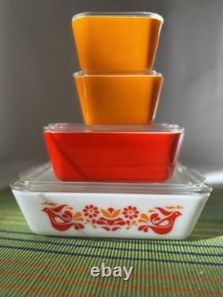 Vintage Pyrex Friendship Refrigerator 8 piece Dishes & Lids 501-503 B