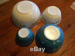 Vintage Pyrex Garland/snowflake Mixing Bowls, Complete Set Of 4 Euc