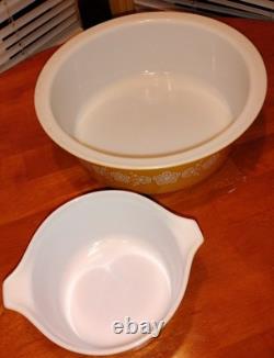 Vintage Pyrex Gold Butterfly 664 Big Bertha 4 Qt & 473 Oval 1 Qt Casserole Dish