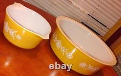 Vintage Pyrex Gold Butterfly 664 Big Bertha 4 Qt & 473 Oval 1 Qt Casserole Dish