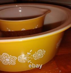 Vintage Pyrex Gold Butterfly 664 Big Bertha 4 Qt & 473 Oval 1 Qt Casserole Dish