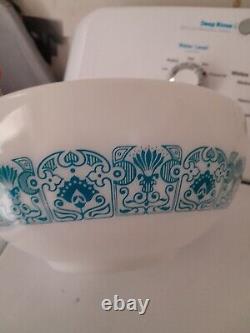 Vintage Pyrex Horizon Blue 441 442 443 White Blue Mixing Nesting Bowl Milk Glass