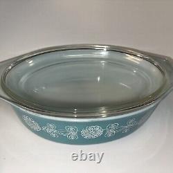 Vintage Pyrex Lace Medallion 045 Oval Casserole Dish 2 1/2 Qt WITH LID