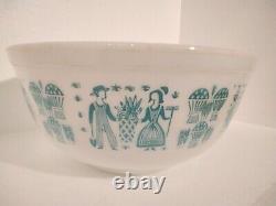 Vintage Pyrex Mixing Bowl Set Of 5 401-404+ Turquoise On White Amish Rooster
