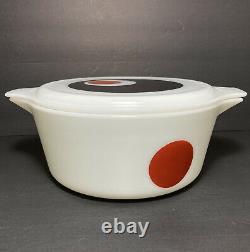 Vintage Pyrex Moon Deco Red White Black 2 Pc 2.5 Qt Casserole Dish with Lid 475-B