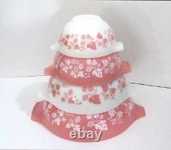 Vintage Pyrex PINK Gooseberry Cinderella Bowls Complete Set of 4