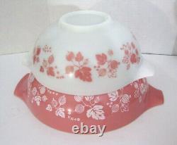 Vintage Pyrex PINK Gooseberry Cinderella Bowls Complete Set of 4