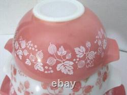 Vintage Pyrex PINK Gooseberry Cinderella Bowls Complete Set of 4