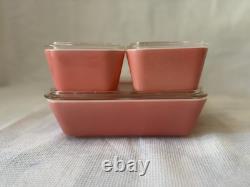Vintage Pyrex Pink 8-Piece Refrigerator Dishes 501-503