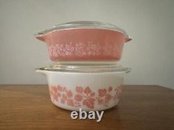 Vintage Pyrex Pink Gooseberry 471 And 472 With Lids