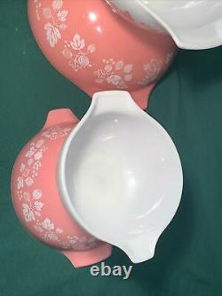 Vintage Pyrex Pink Gooseberry Cinderella Mixing Bowls Oven Ware Complete Set