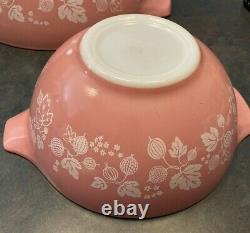 Vintage Pyrex Pink Gooseberry Cinderella Mixing Bowls Oven Ware Complete Set