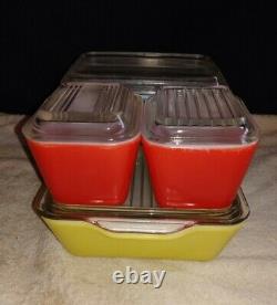 Vintage Pyrex Primary Colors Refrigerator Dish Set 501, 502, 503 Complete 8 Pcs