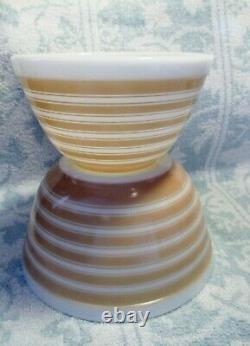 Vintage Pyrex Rainbow Mixing Bowls x 2 in Tan Stripe Color Very Good Condition