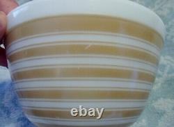 Vintage Pyrex Rainbow Mixing Bowls x 2 in Tan Stripe Color Very Good Condition