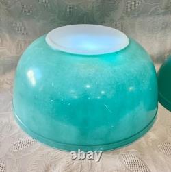 Vintage Pyrex Robin Egg Blue Turquoise Mixing Bowls 402, 403, 404, Very Good