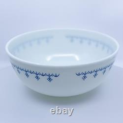 Vintage Pyrex Snowflake Blue Garland Mixing Bowl 404 4 Quart Bowl USA 1970s MCM
