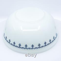 Vintage Pyrex Snowflake Blue Garland Mixing Bowl 404 4 Quart Bowl USA 1970s MCM