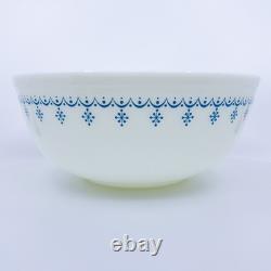 Vintage Pyrex Snowflake Blue Garland Mixing Bowl 404 4 Quart Bowl USA 1970s MCM