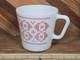 Vintage Pyrex Super Rare Cross Stitch Red Pattern Milk Glass Coffee Mug Cup