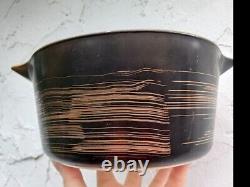 Vintage Pyrex Terra black/brown stripe 475 No Lid Factory Defect RARE HTF SMEAR