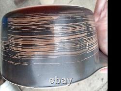 Vintage Pyrex Terra black/brown stripe 475 No Lid Factory Defect RARE HTF SMEAR