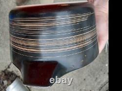 Vintage Pyrex Terra black/brown stripe 475 No Lid Factory Defect RARE HTF SMEAR