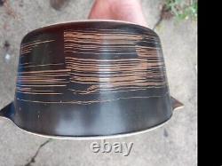 Vintage Pyrex Terra black/brown stripe 475 No Lid Factory Defect RARE HTF SMEAR