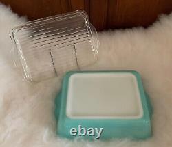 Vintage Pyrex Turquoise 1.5 QT 0503 Refrigerator Casserole Dish withLid 503C