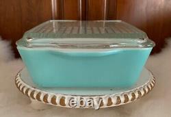 Vintage Pyrex Turquoise 1.5 QT 0503 Refrigerator Casserole Dish withLid 503C