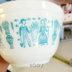 Vintage Pyrex Turquoise Amish Butterprint 401 402 403 404 Mixing Bowls Set