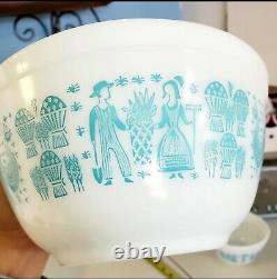 Vintage Pyrex Turquoise Amish Butterprint 401 402 403 404 Mixing Bowls Set