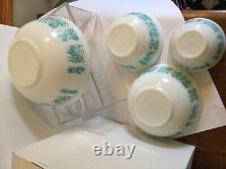 Vintage Pyrex Turquoise Amish Butterprint 401 402 403 404 Mixing Bowls Set NICE