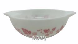 Vintage Pyrex White & Pink Gooseberry Cinderella Nesting Mixing Bowl 4 Pc. Set