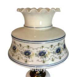 Vintage Quoizel Abigail Adams Blue & White Milk Glass Colonial Hurricane Lamp