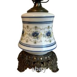 Vintage Quoizel Abigail Adams Blue & White Milk Glass Colonial Hurricane Lamp