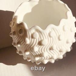 Vintage RARE Fenton Hobnail Milk Glass Bowl/Vase 1980's, Stamped, Excellent